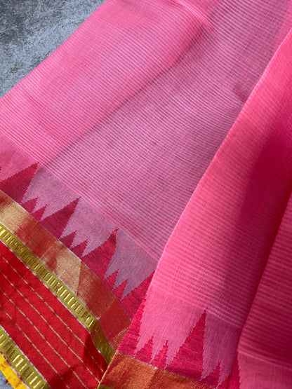 PINK PURE HANDLOOM  PONDRU KHADI SAREE