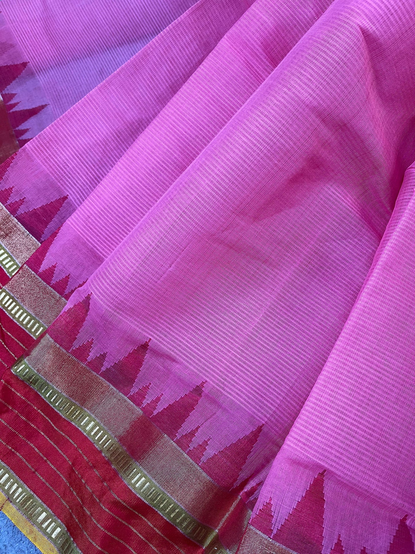 PINK PURE HANDLOOM  PONDRU KHADI SAREE