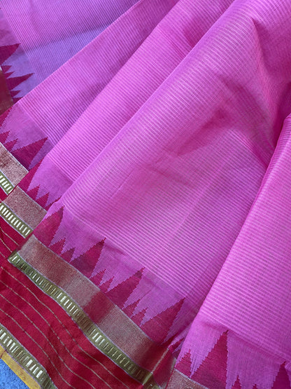 PINK PURE HANDLOOM  PONDRU KHADI SAREE