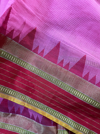 PINK PURE HANDLOOM  PONDRU KHADI SAREE