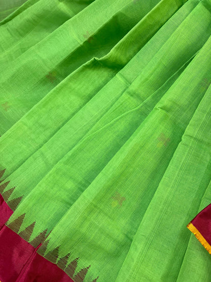 GREEN PURE HANDLOOM PONDRU KHADI SAREE