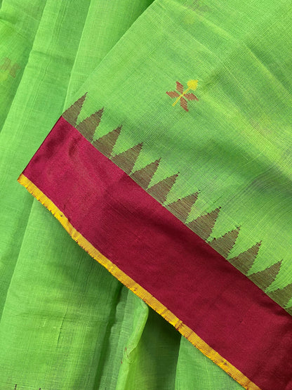 GREEN PURE HANDLOOM PONDRU KHADI SAREE