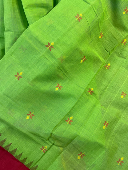 GREEN PURE HANDLOOM PONDRU KHADI SAREE