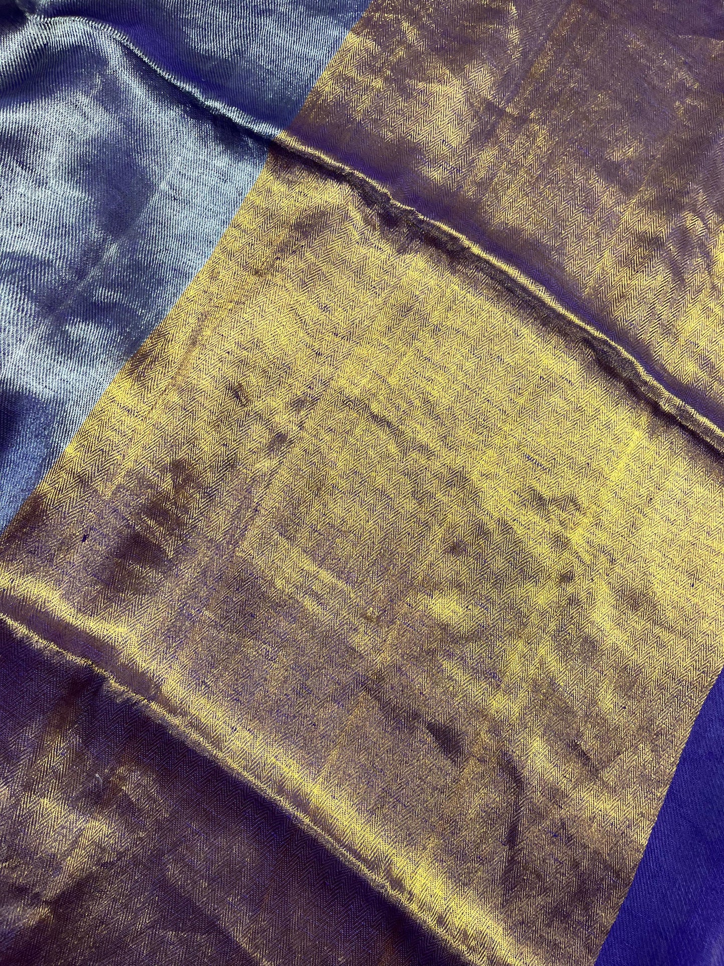 PURPLE TWILL METALLIC PURE HANDLOOM LINEN SAREE