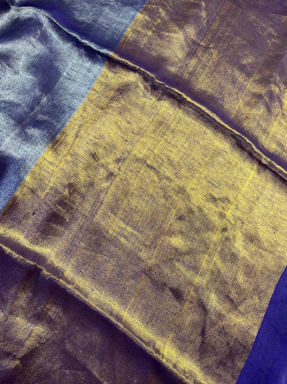 PURPLE TWILL METALLIC PURE HANDLOOM LINEN SAREE