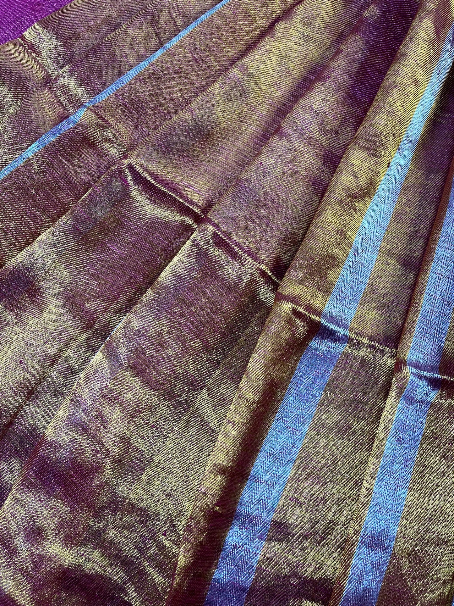 TWILL METALLIC PURE HANDLOOM LINEN SAREE