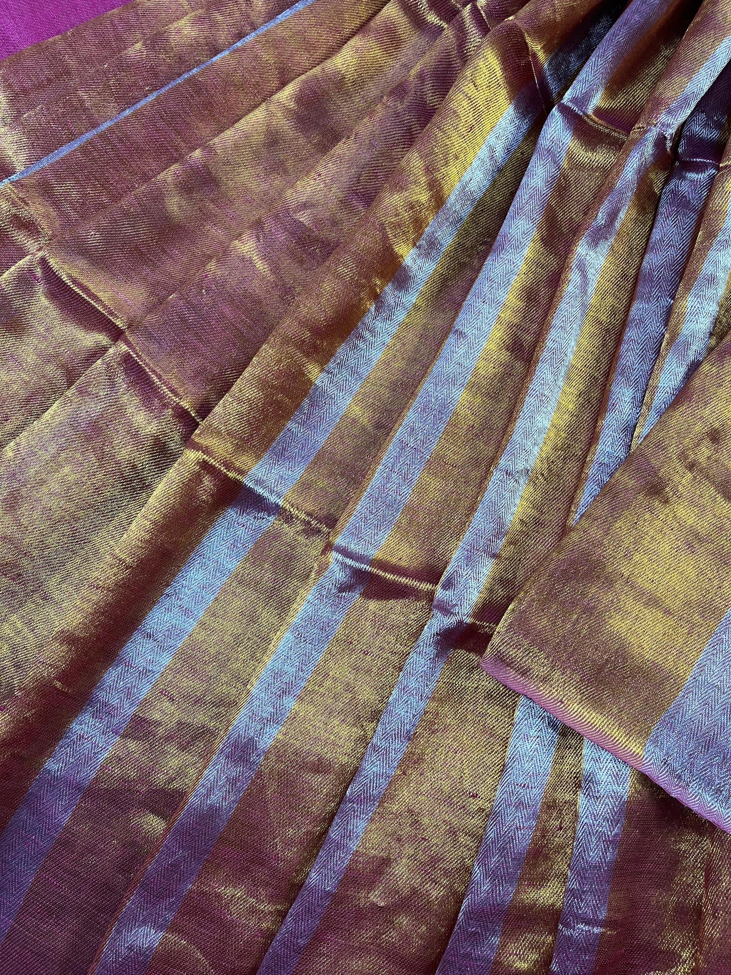 TWILL METALLIC PURE HANDLOOM LINEN SAREE