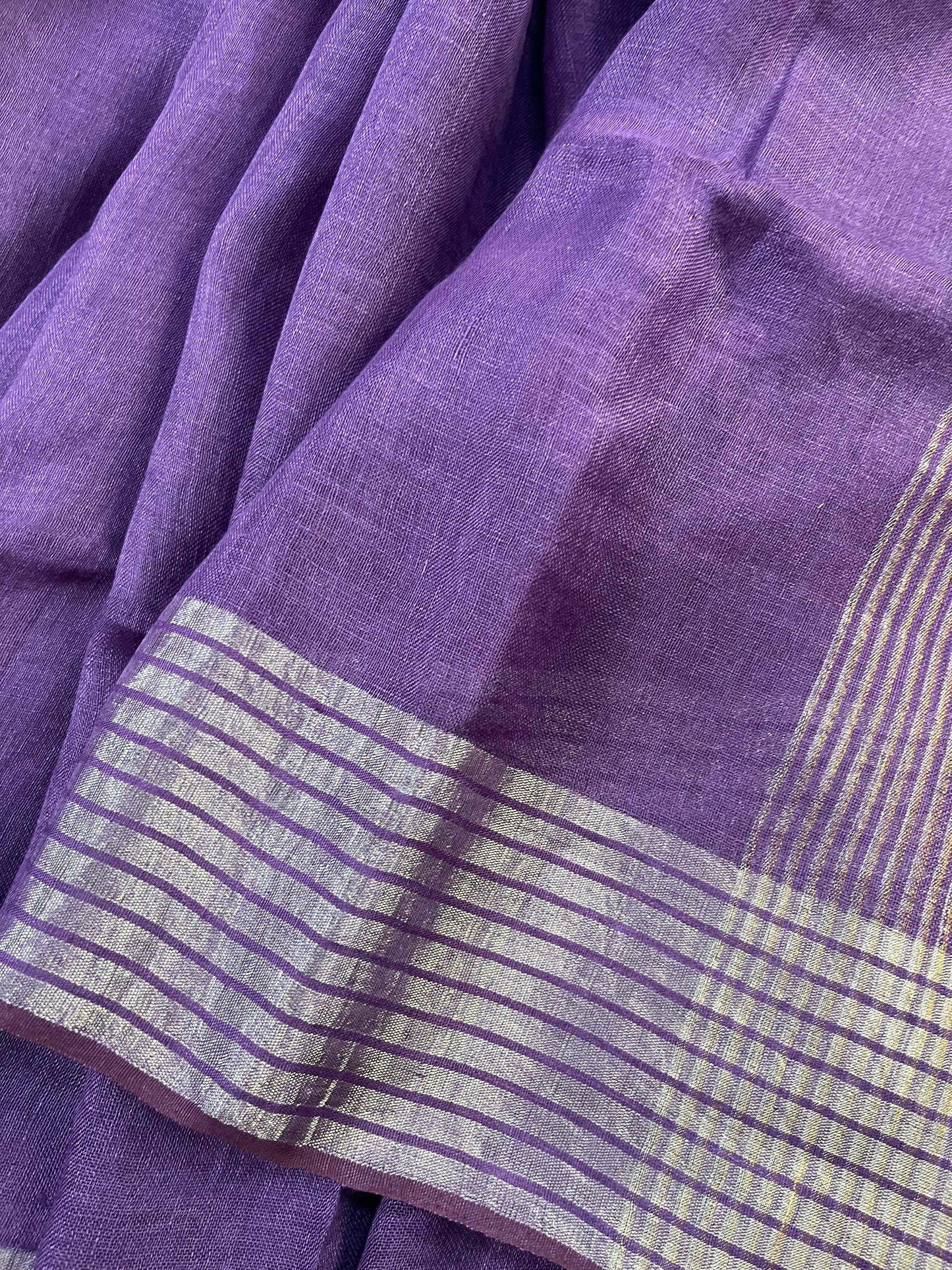 PURPLE PURE HANDLOOM LINEN SAREE