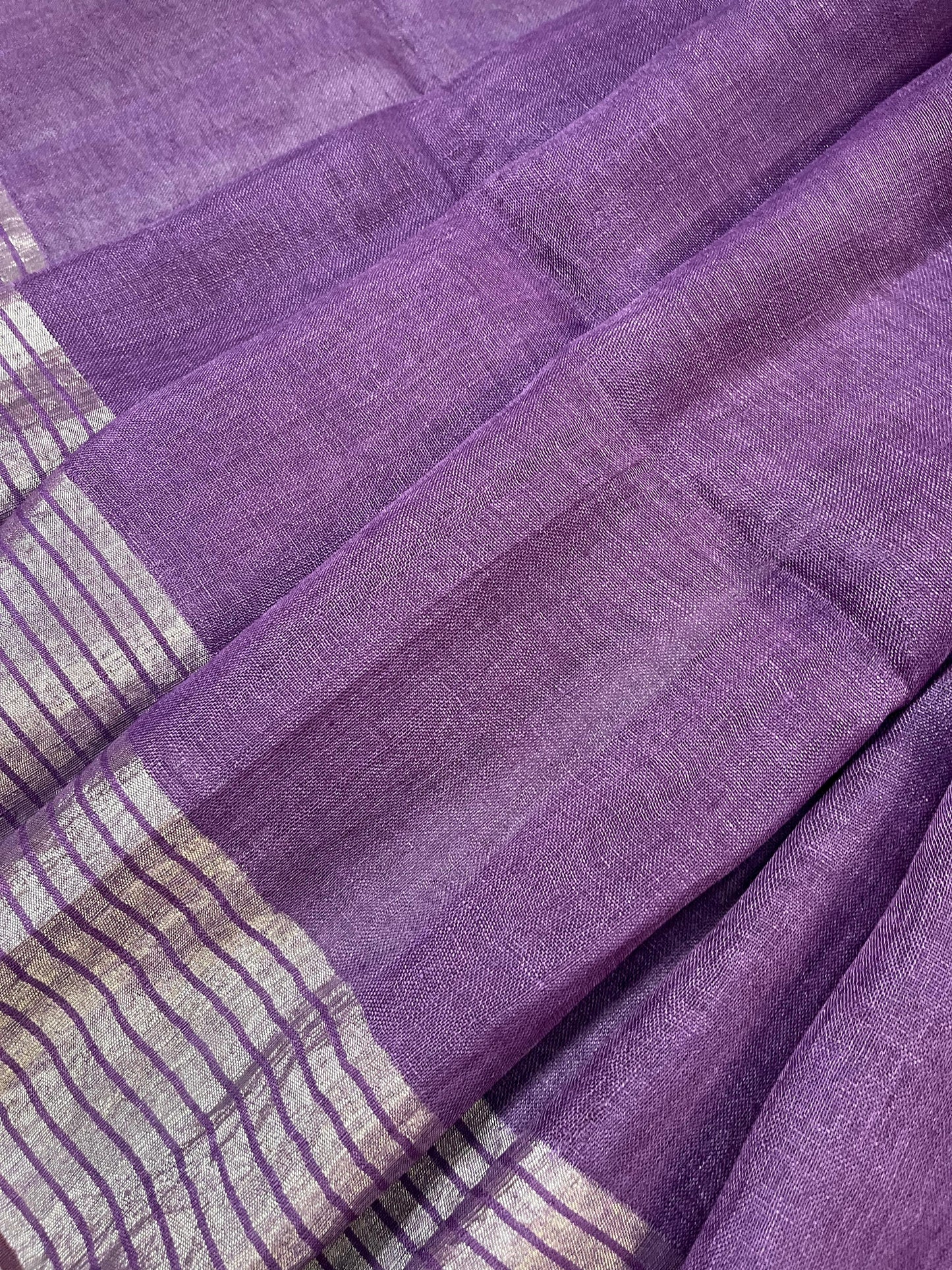 PURPLE PURE HANDLOOM LINEN SAREE