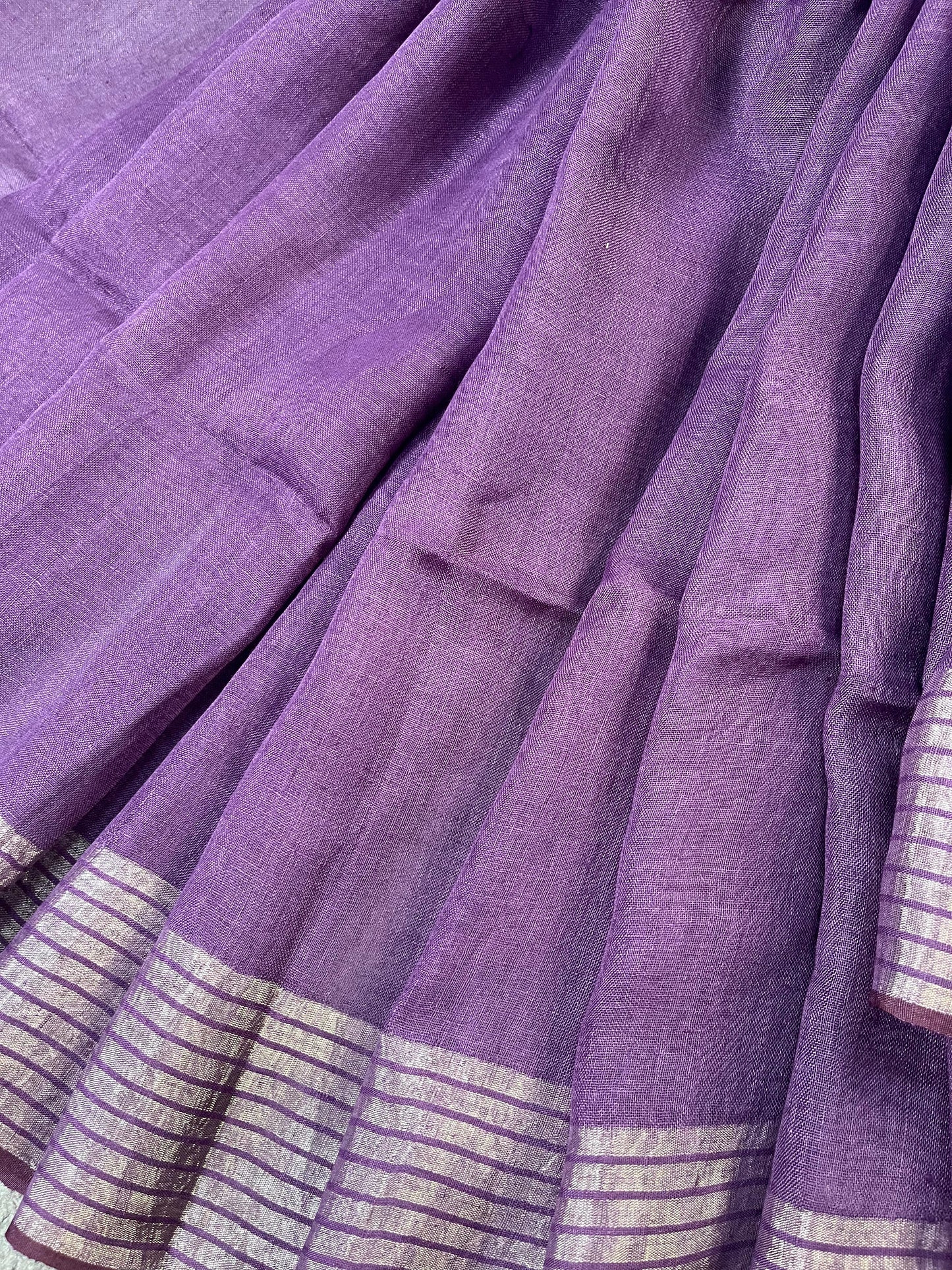 PURPLE PURE HANDLOOM LINEN SAREE