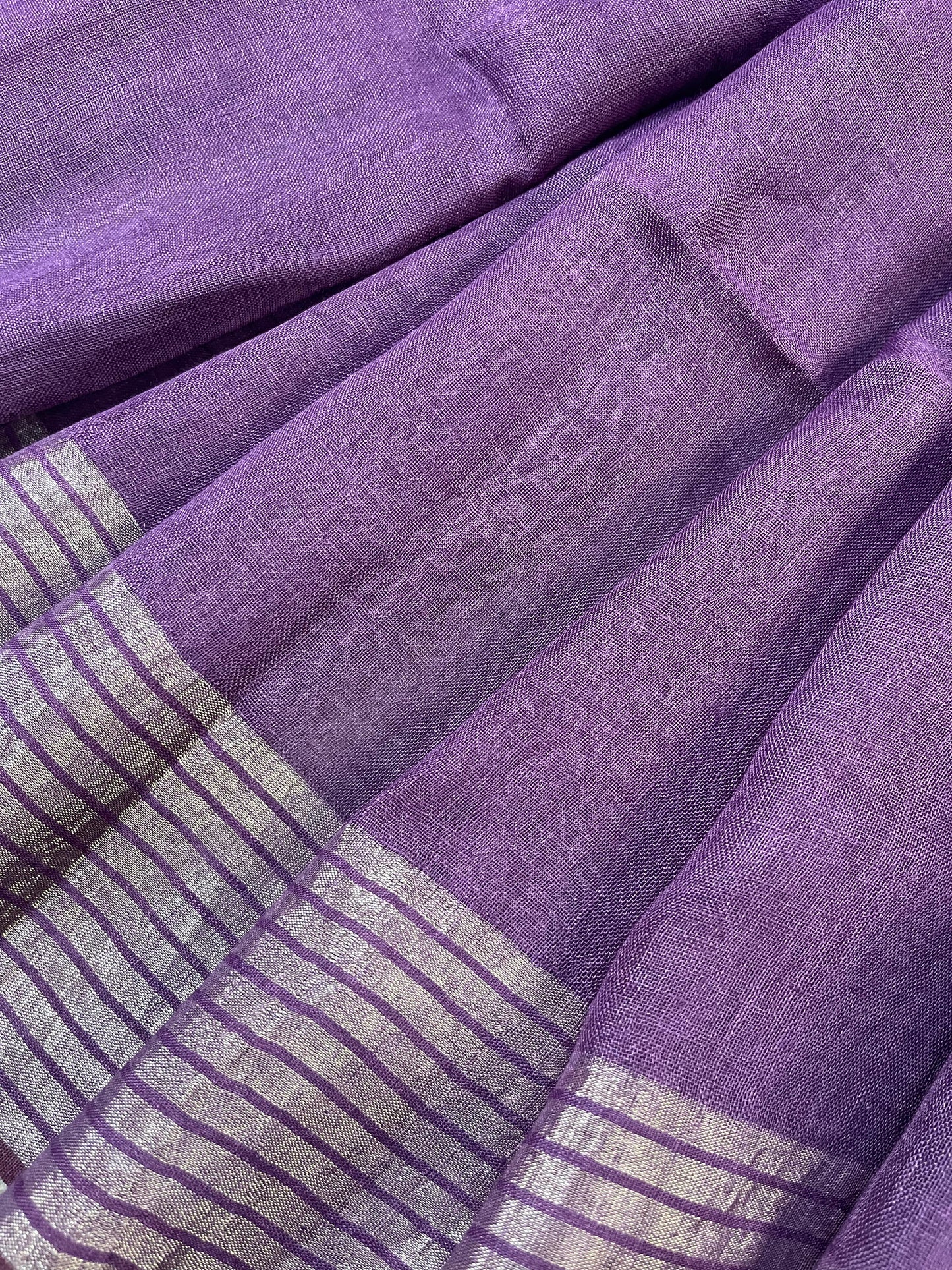 PURPLE PURE HANDLOOM LINEN SAREE