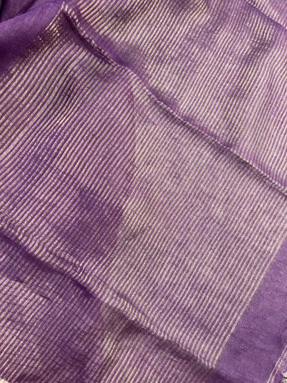 PURPLE PURE HANDLOOM LINEN SAREE