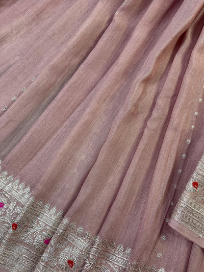 PINK MUNGA PURE HANDLOOM BANARASI SAREE