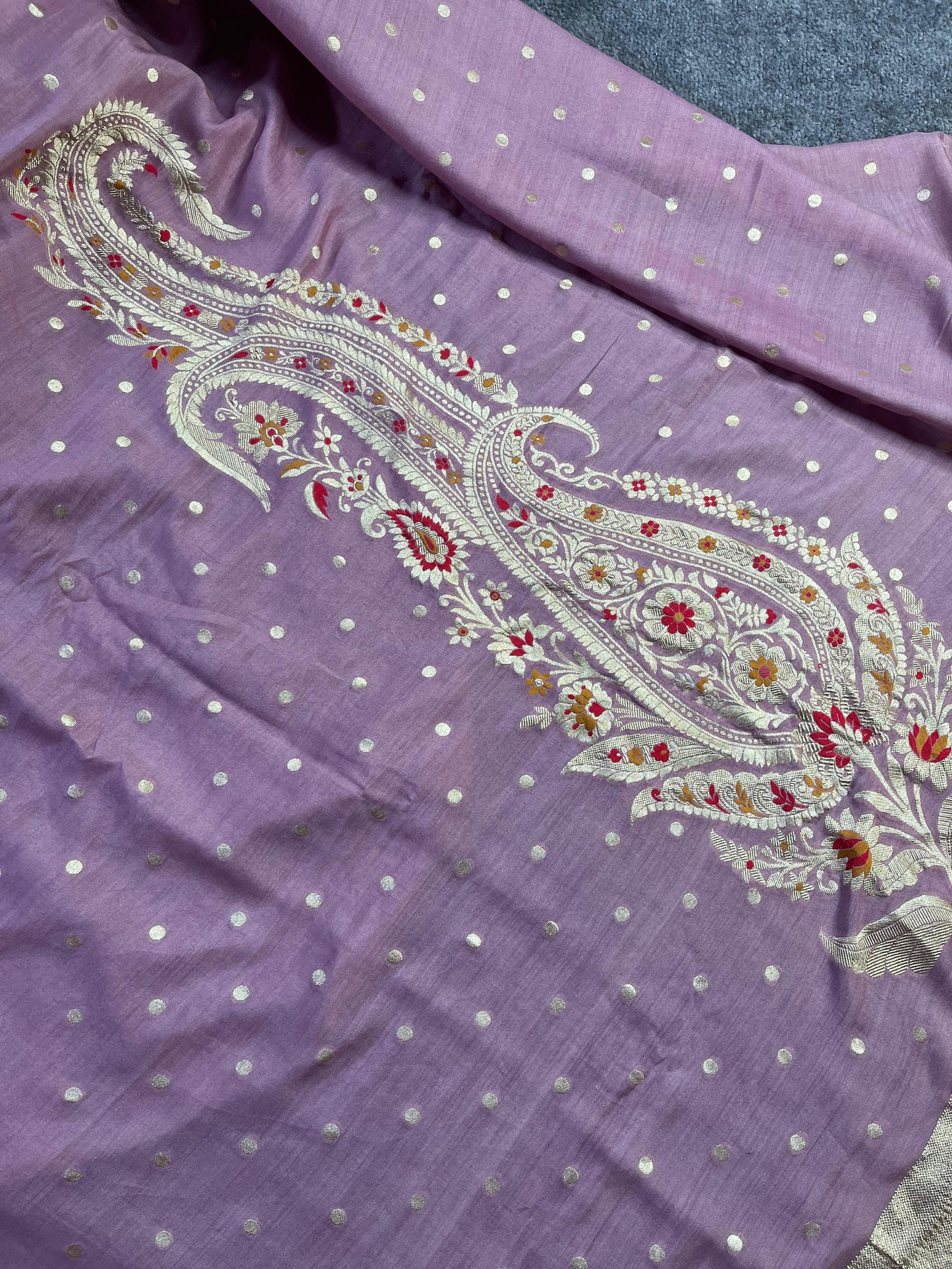 LILAC MUNGA PURE HANDLOOM BANARASI SAREE