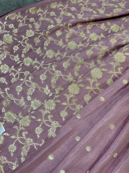 LILAC MUNGA PURE HANDLOOM BANARASI SAREE