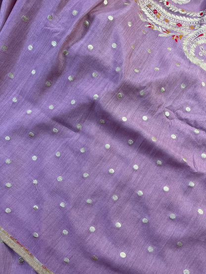 LILAC MUNGA PURE HANDLOOM BANARASI SAREE