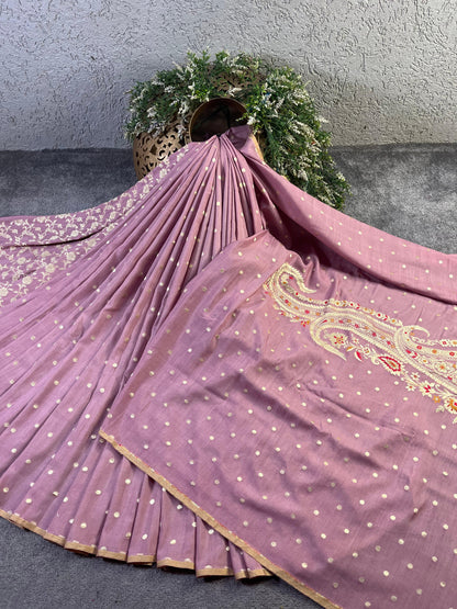 LILAC MUNGA PURE HANDLOOM BANARASI SAREE