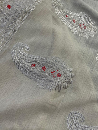 IVORY MUNGA PURE HANDLOOM BANARASI SAREE