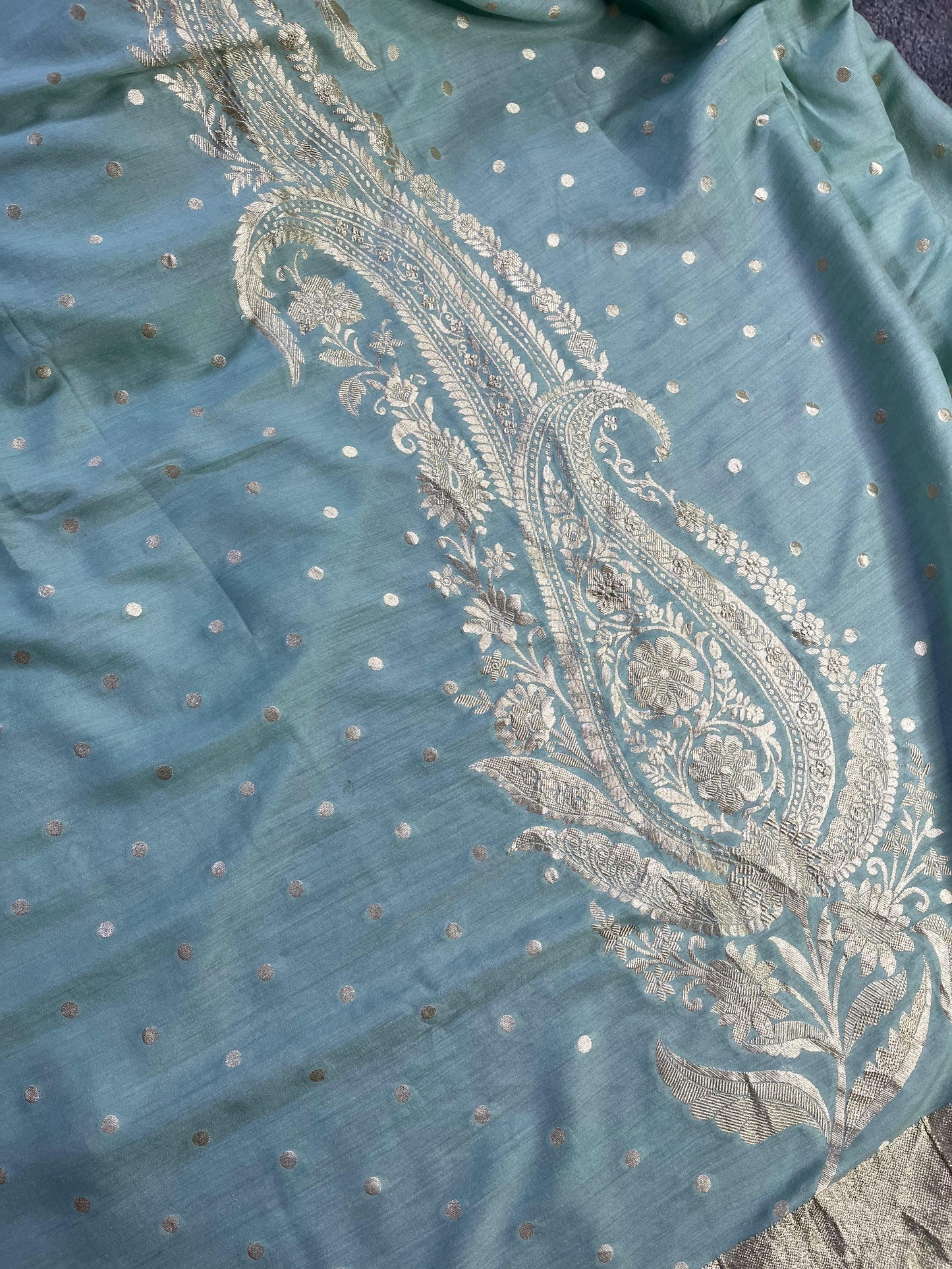 BLUE MUNGA PURE HANDLOOM BANARASI SAREE