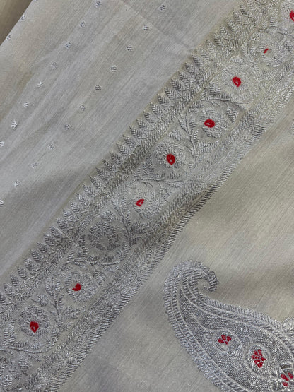 IVORY MUNGA PURE HANDLOOM BANARASI SAREE