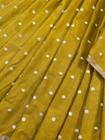 YELLOW MUNGA PURE HANDLOOM BANARASI SAREE