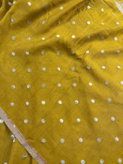 YELLOW MUNGA PURE HANDLOOM BANARASI SAREE