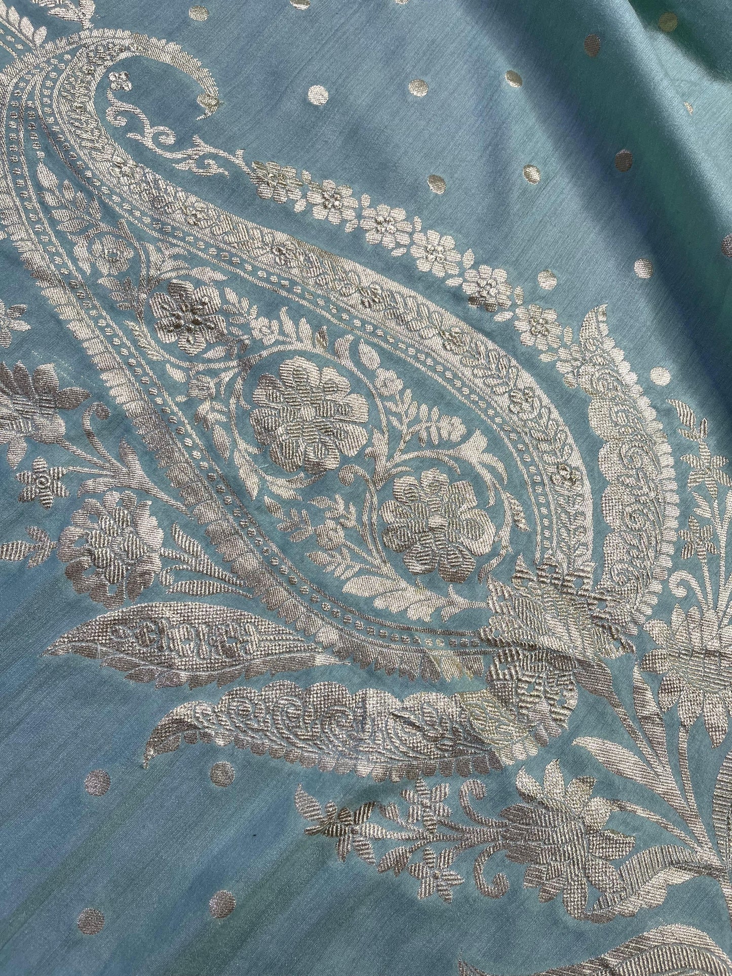 BLUE MUNGA PURE HANDLOOM BANARASI SAREE
