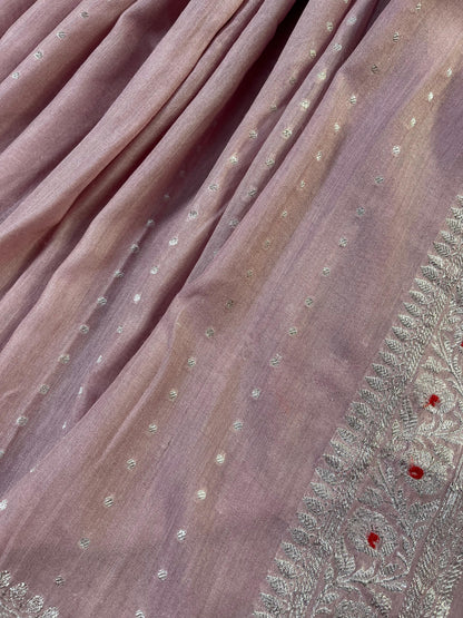 PINK MUNGA PURE HANDLOOM BANARASI SAREE