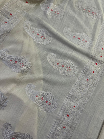 IVORY MUNGA PURE HANDLOOM BANARASI SAREE