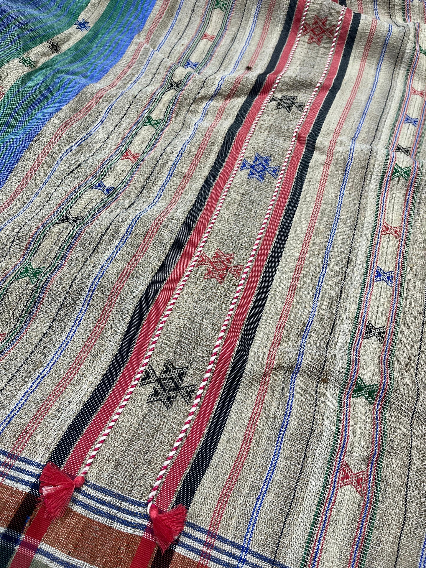 GREEN TASSAR SILK PURE HANDLOOM BHUJODI SAREE