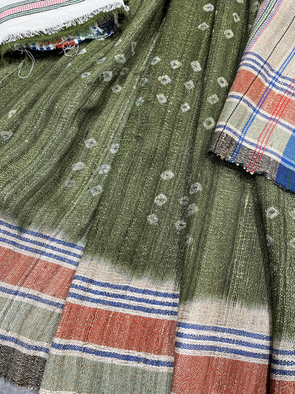 GREEN TASSAR SILK PURE HANDLOOM BHUJODI SAREE