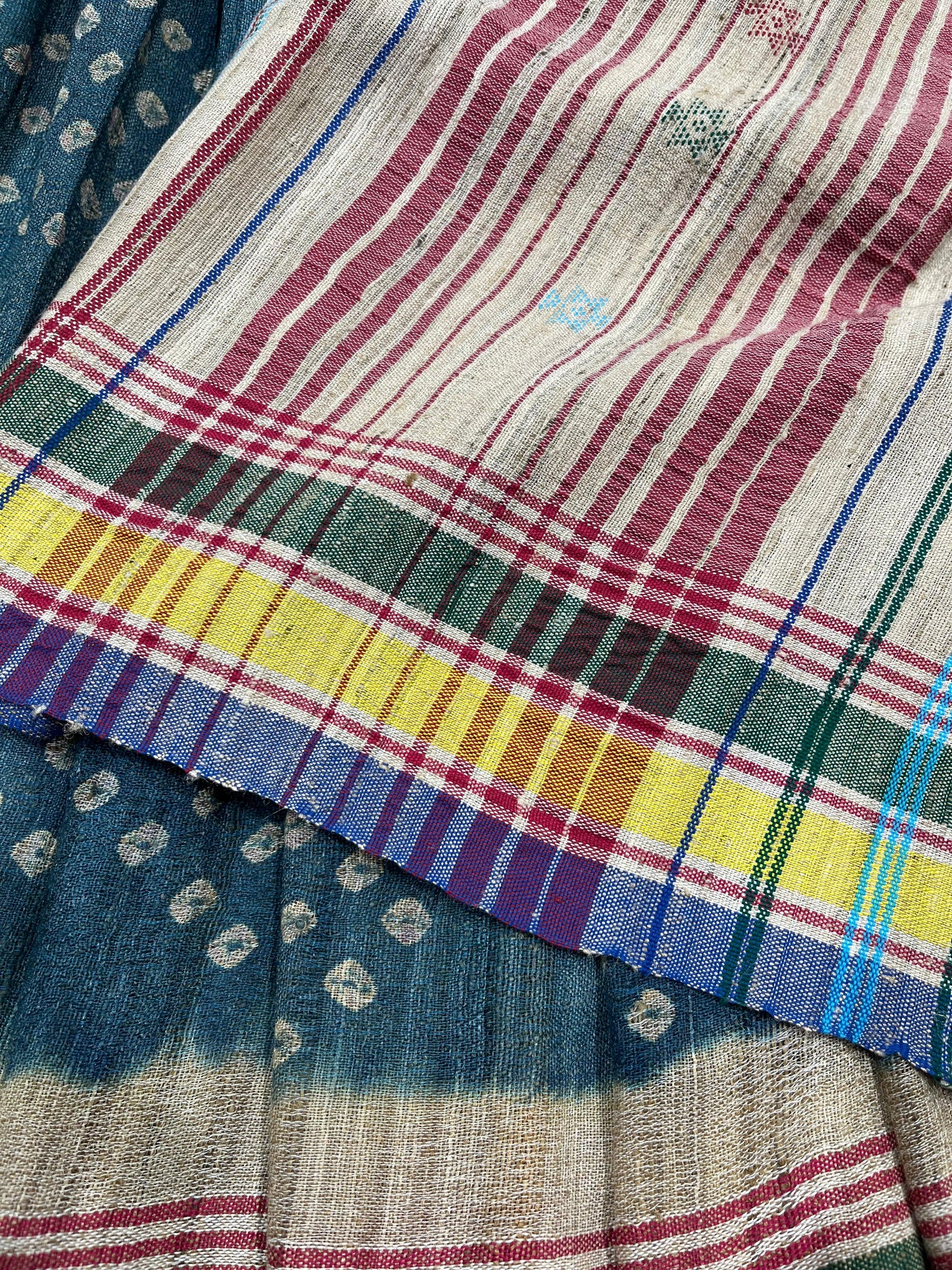 TEAL BLUE TASSAR SILK PURE HANDLOOM BHUJODI SAREE