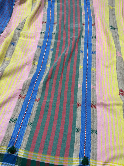 RUST TASSAR SILK PURE HANDLOOM BHUJODI SAREE