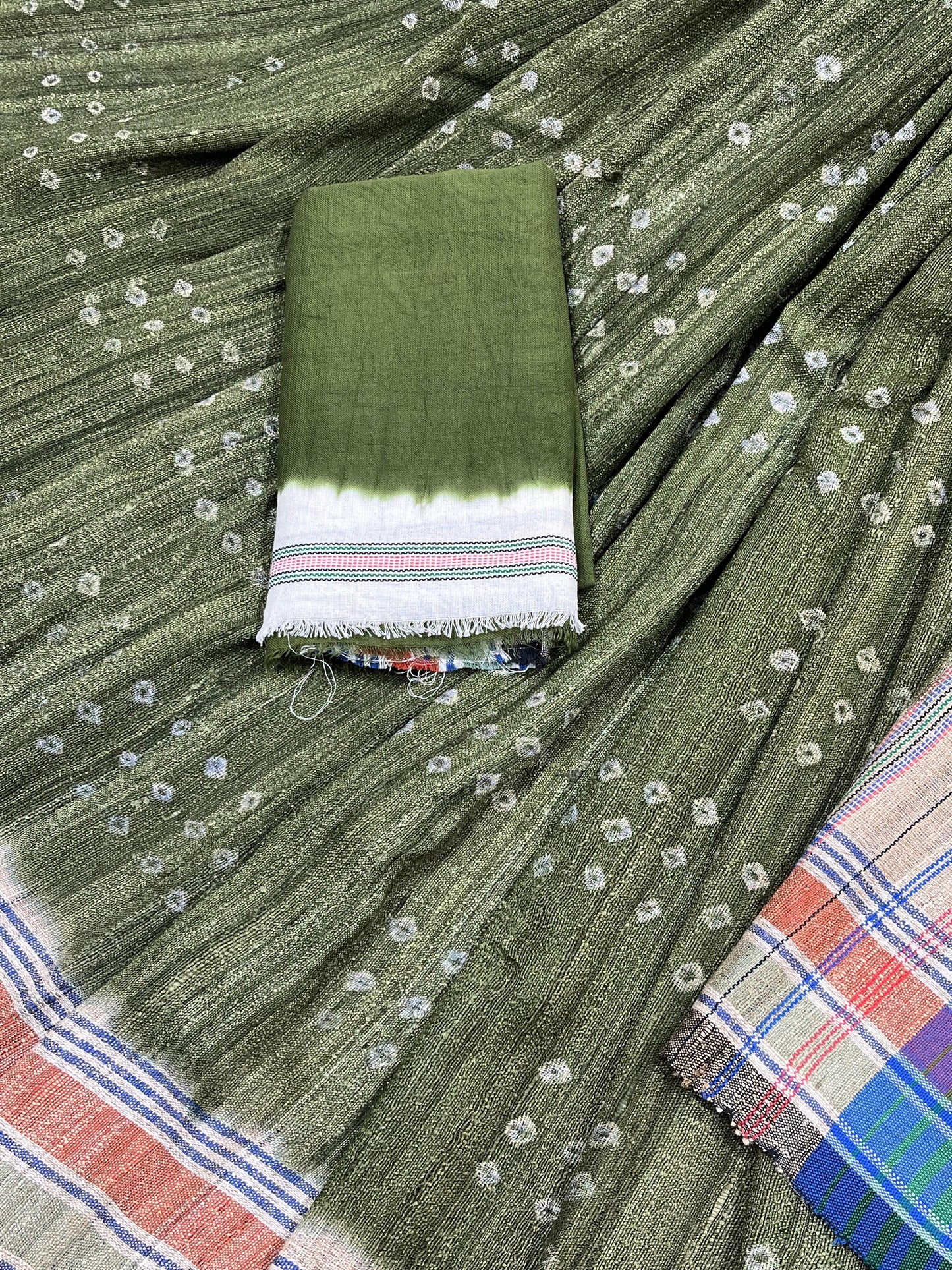 GREEN TASSAR SILK PURE HANDLOOM BHUJODI SAREE