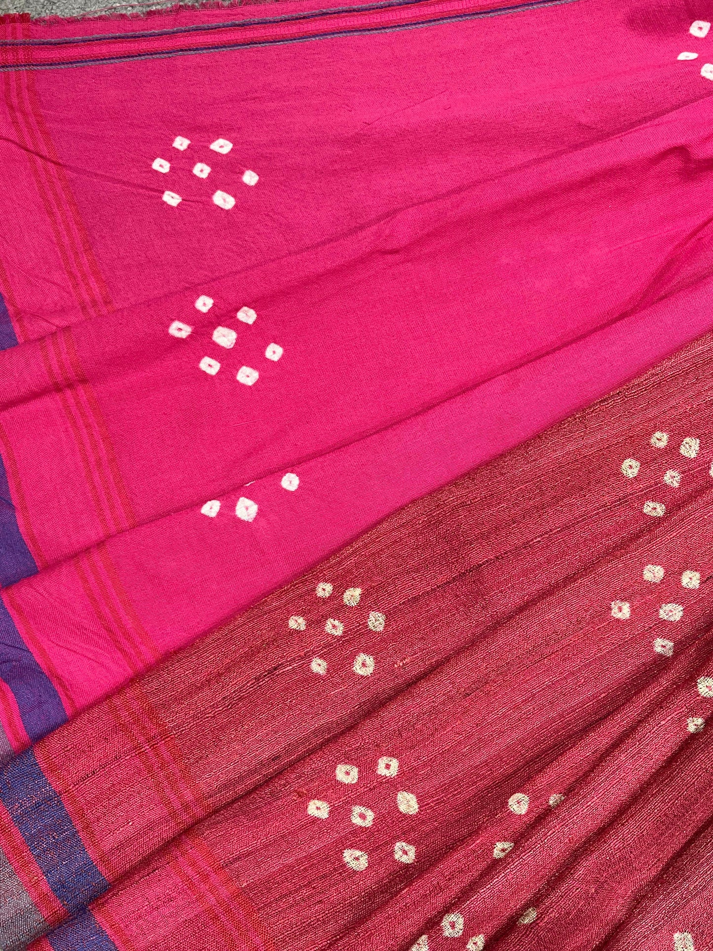 CORAL PINK TASSAR SILK PURE HANDLOOM BHUJODI SAREE