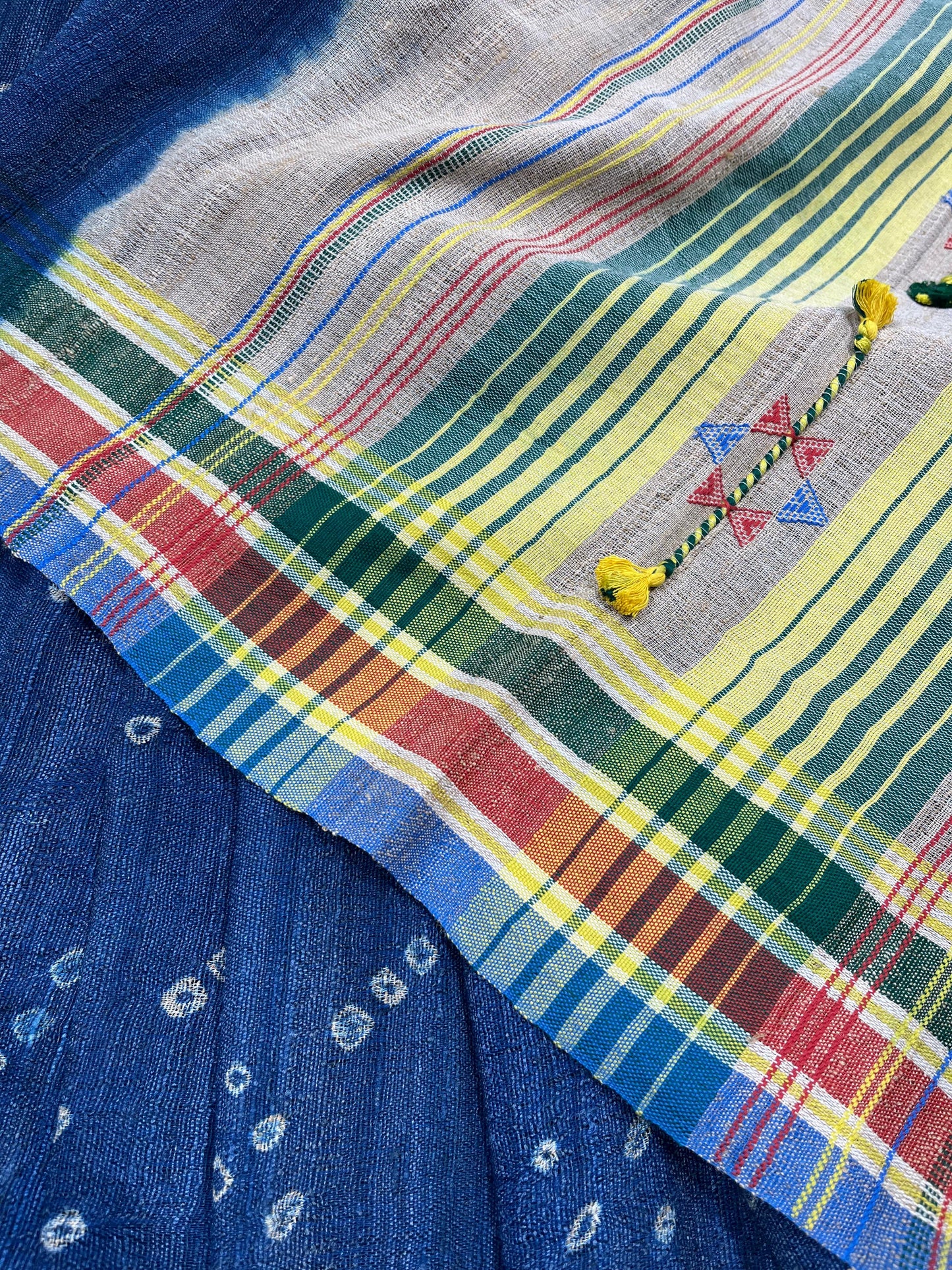 INK BLUE TASSAR SILK PURE HANDLOOM BHUJODI SAREE
