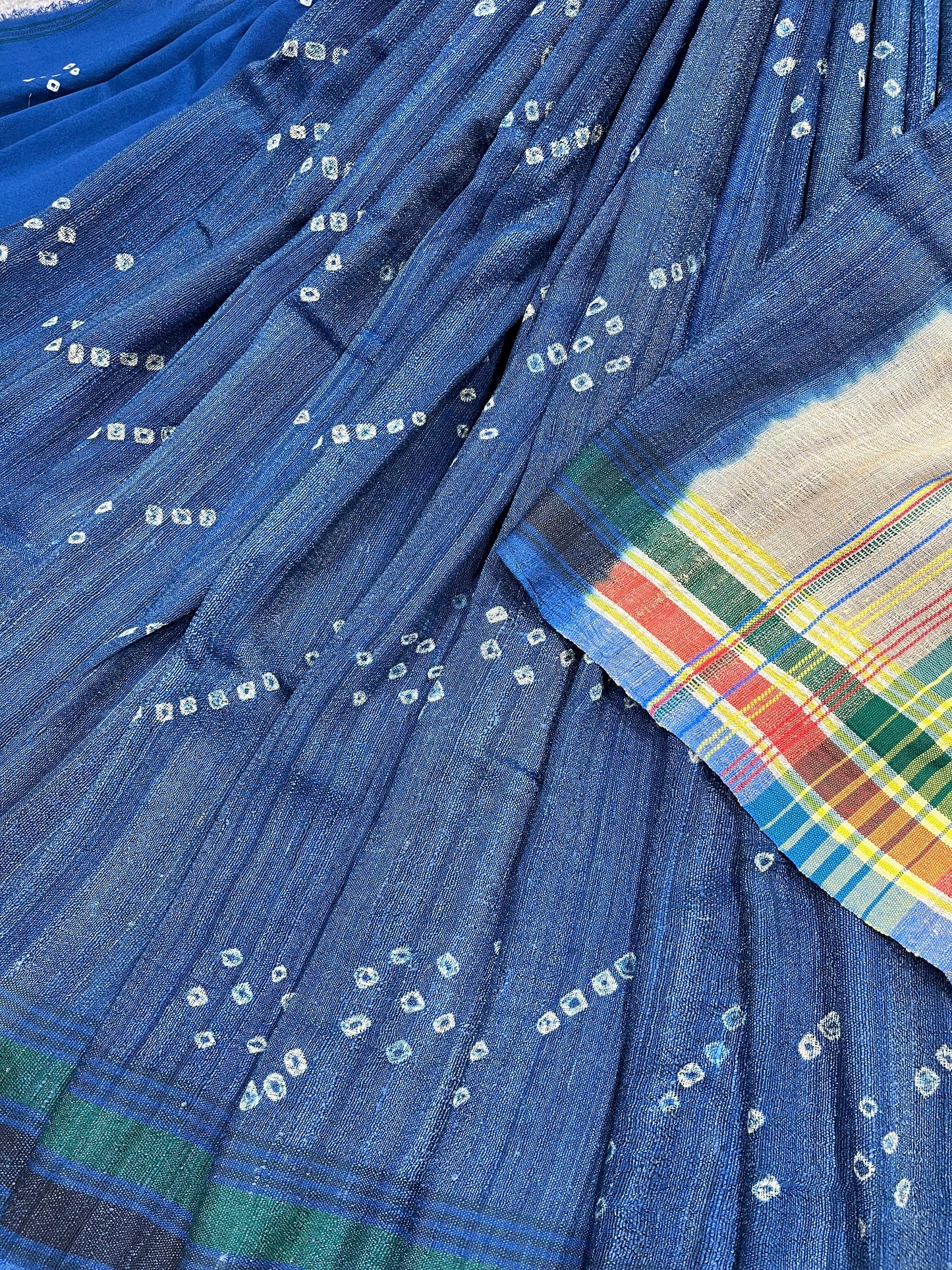 INK BLUE TASSAR SILK PURE HANDLOOM BHUJODI SAREE