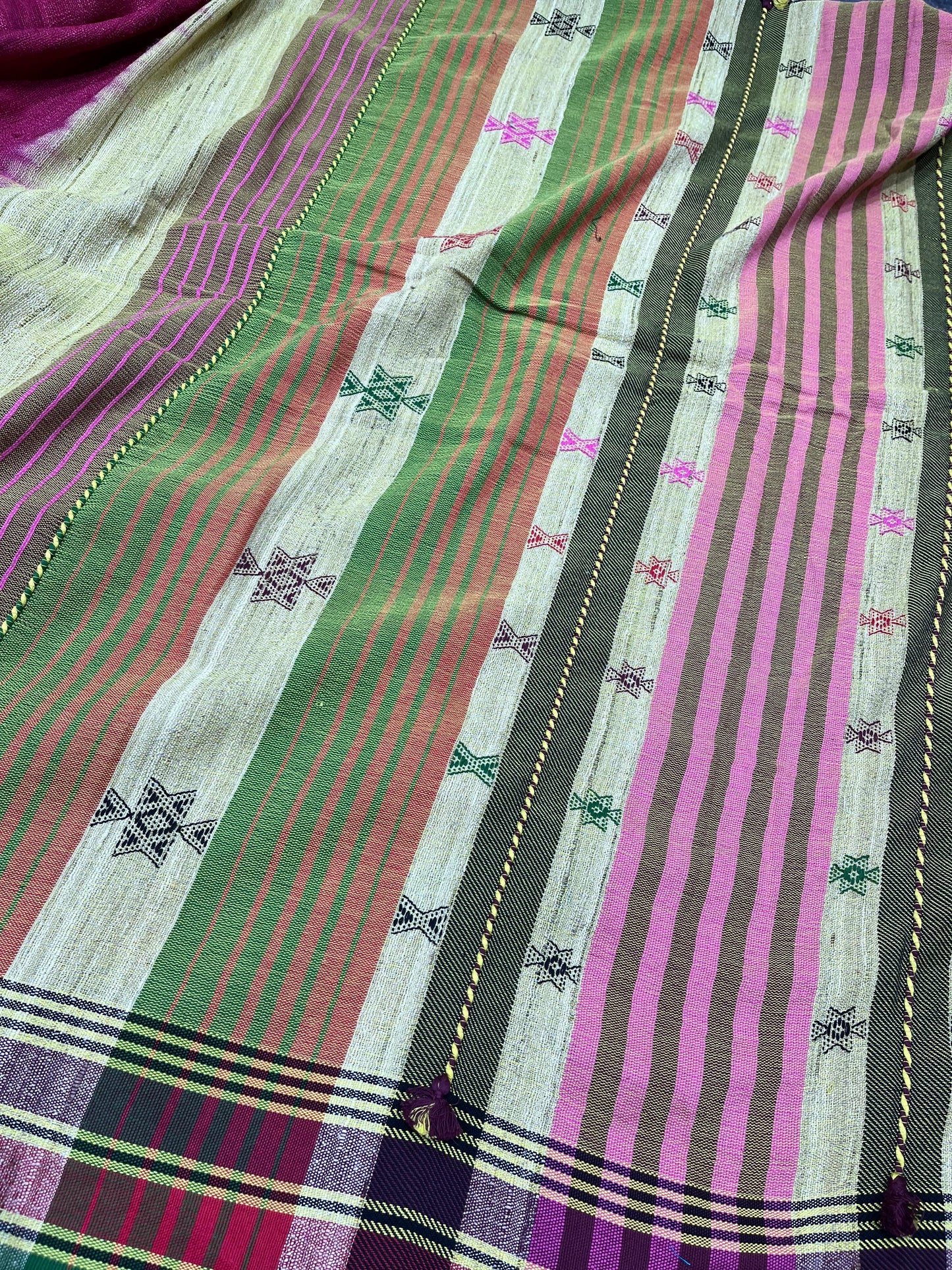 CHERRY PINK PURE HANDLOOM BHUJODI SAREE