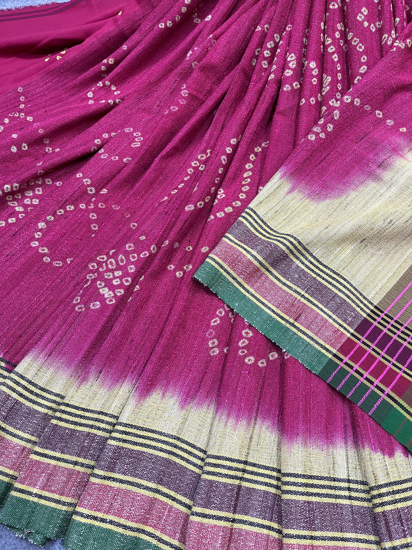 CHERRY PINK PURE HANDLOOM BHUJODI SAREE