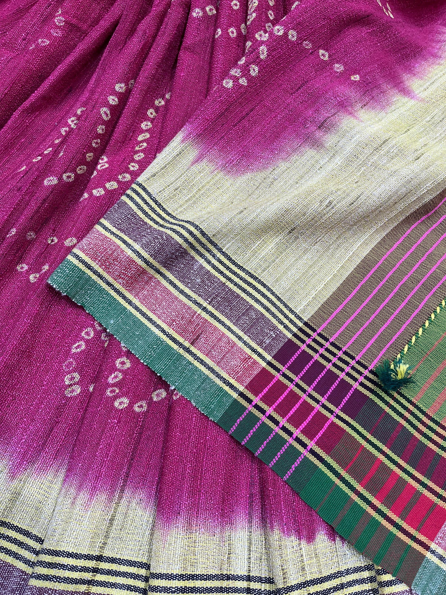 CHERRY PINK PURE HANDLOOM BHUJODI SAREE