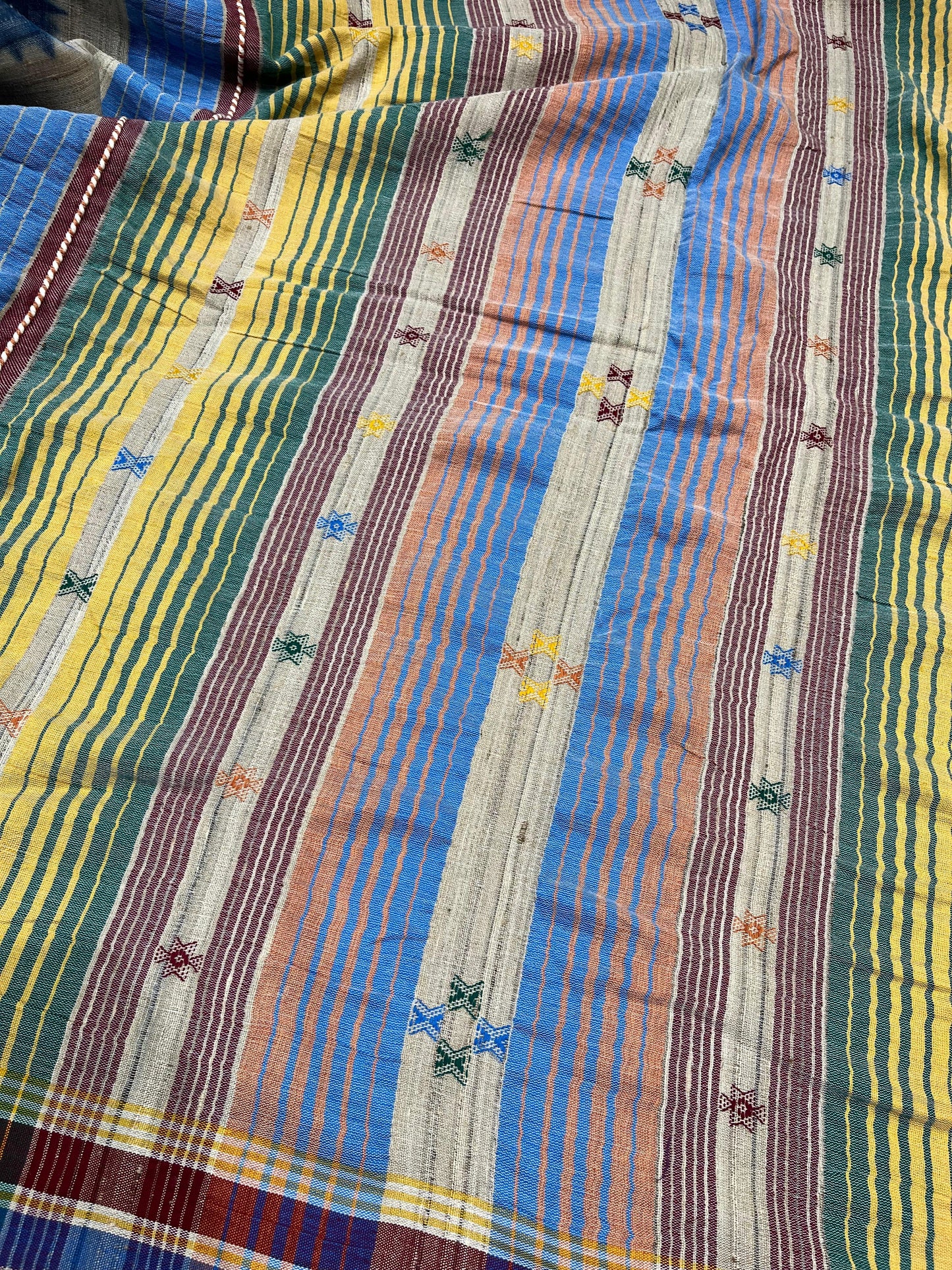PIGEON BLUE TASSAR SILK PURE HANDLOOM BHUJODI SAREE