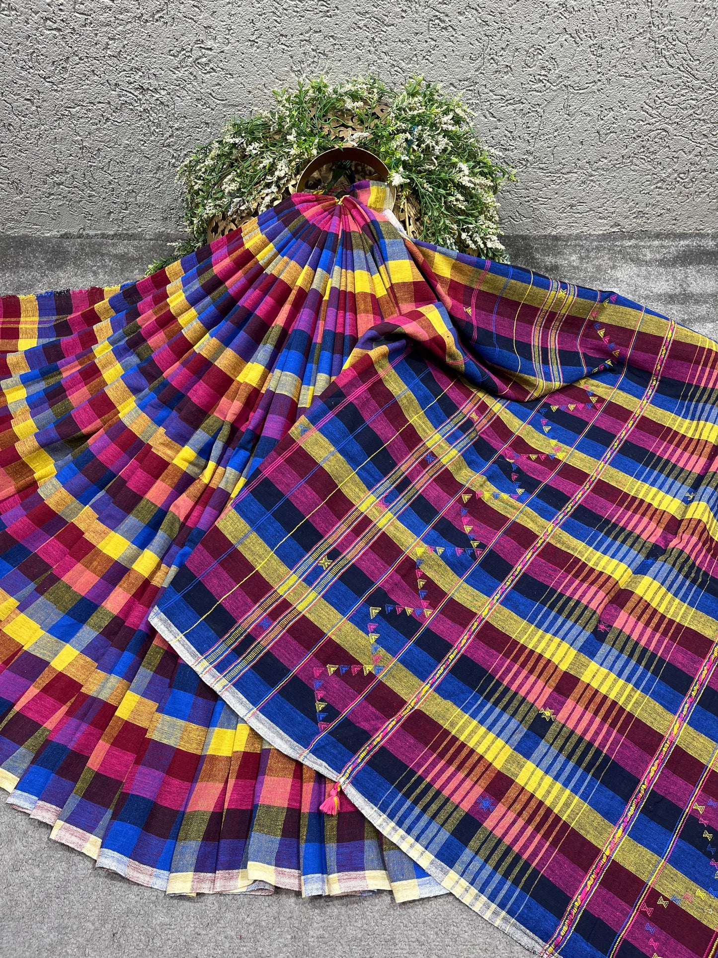 COLOUFUL KALA COTTON PURE HANDLOOM BHUJODI SAREE