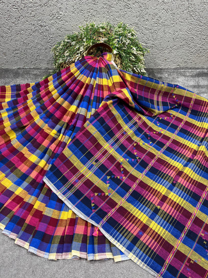COLOUFUL KALA COTTON PURE HANDLOOM BHUJODI SAREE