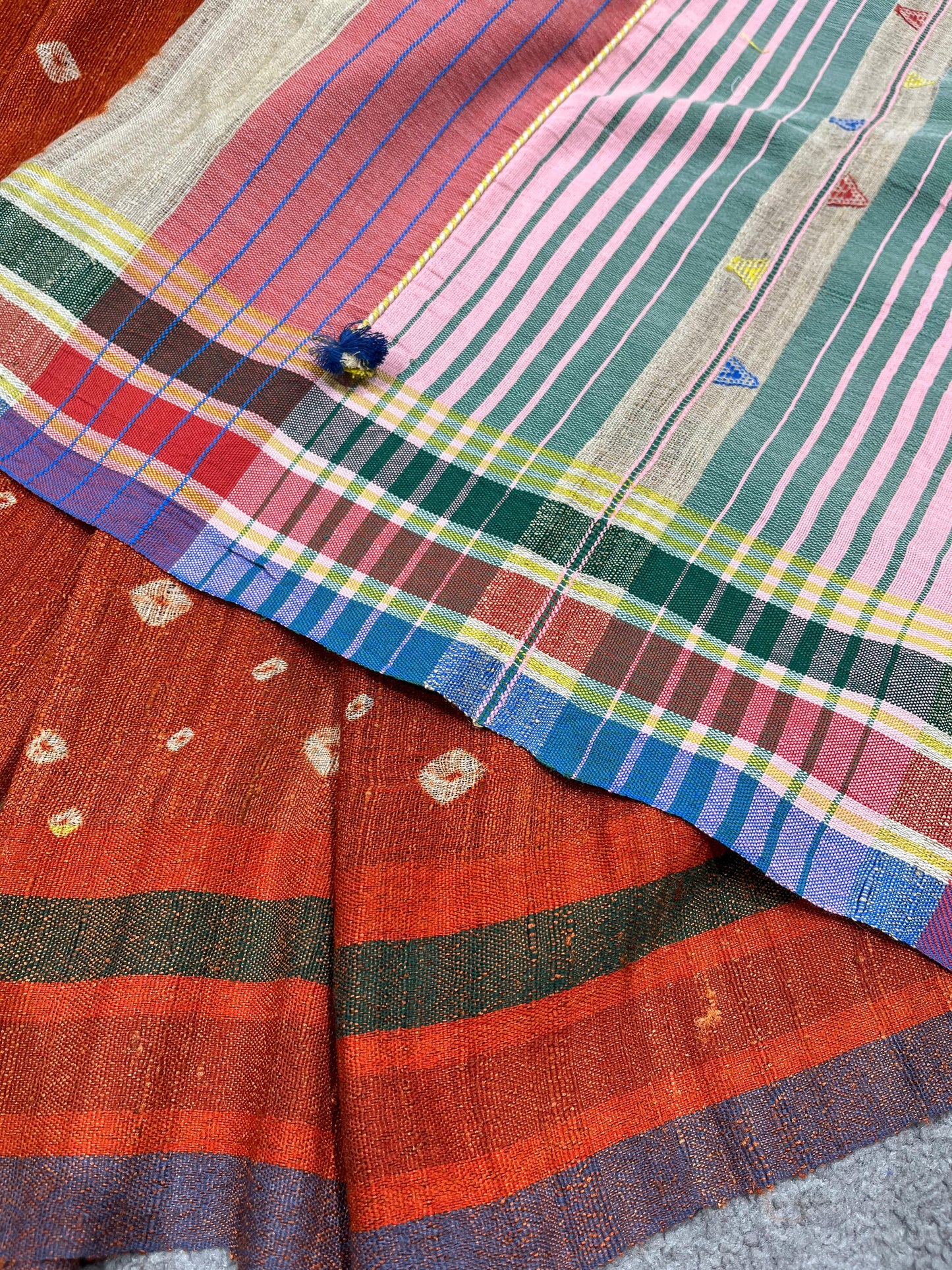 RUST TASSAR SILK PURE HANDLOOM BHUJODI SAREE