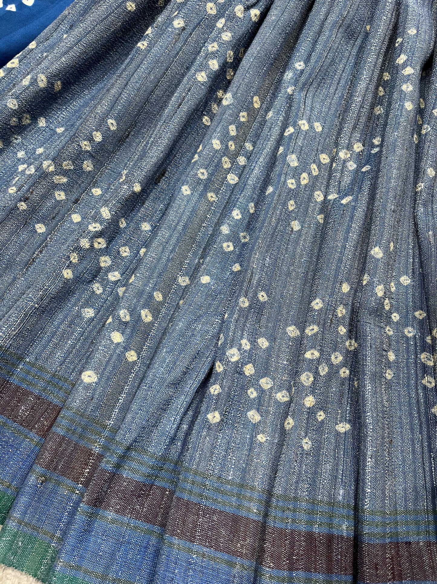 PIGEON BLUE TASSAR SILK PURE HANDLOOM BHUJODI SAREE