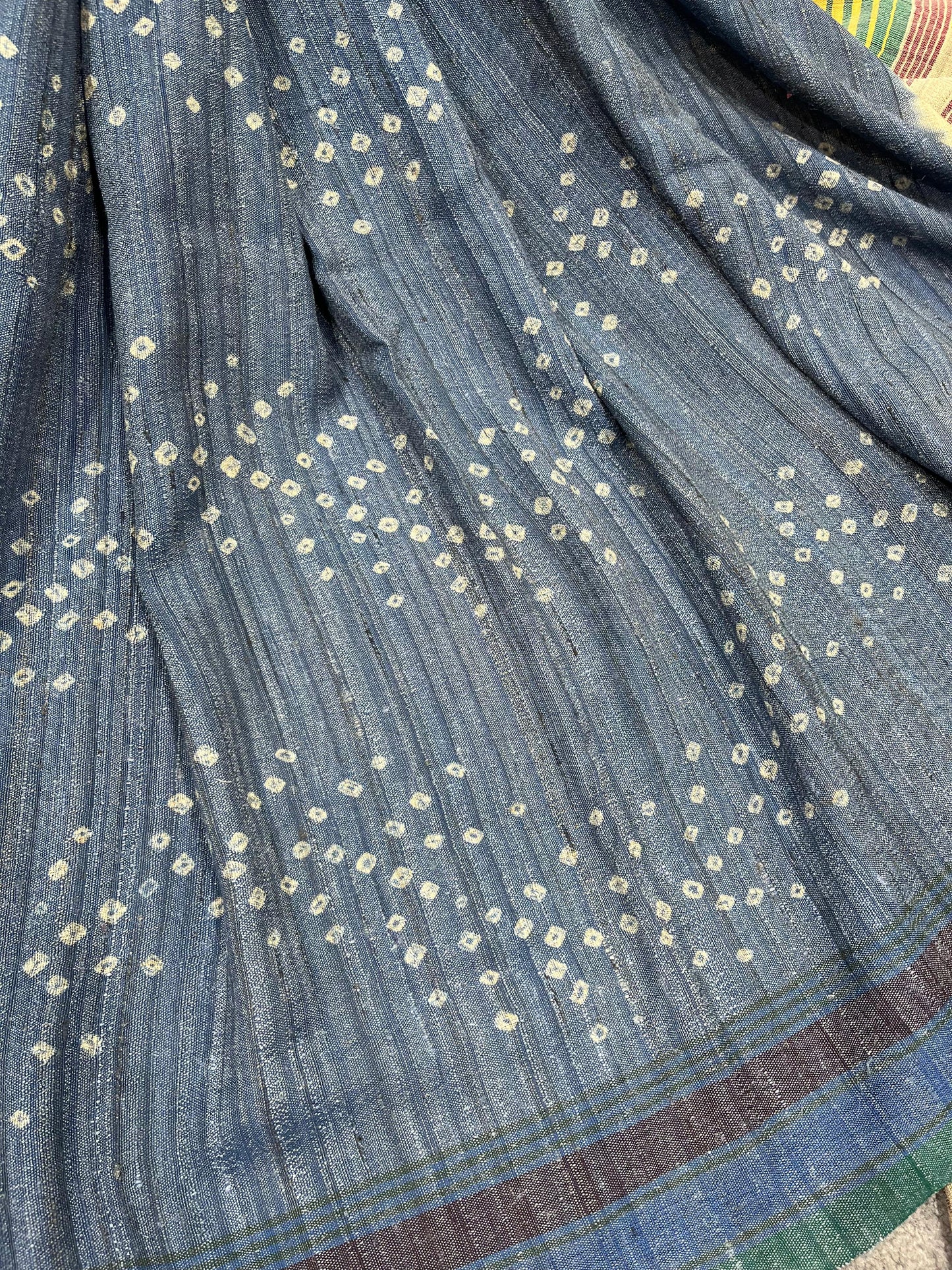 PIGEON BLUE TASSAR SILK PURE HANDLOOM BHUJODI SAREE