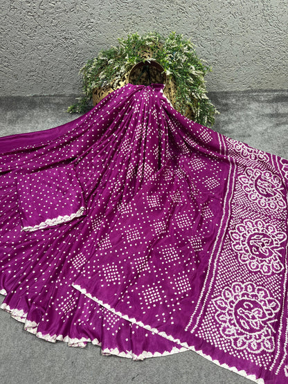 PLUM GAJJI SILK PURE HANDLOOM BHANDEJ SAREE