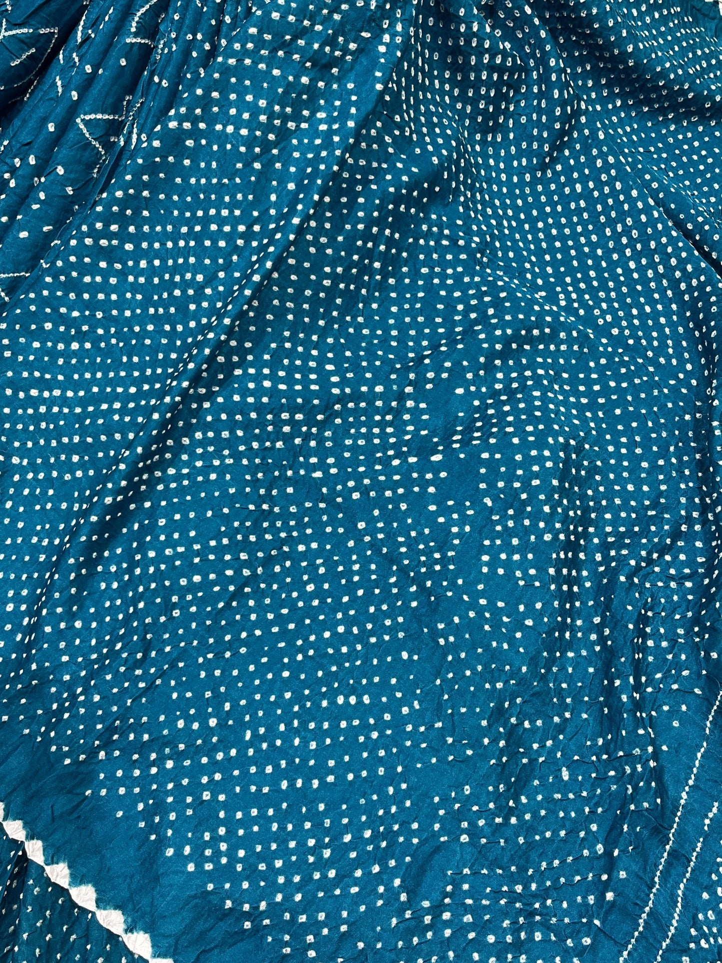 TEAL BLUE GAJJI SILK PURE HANDLOOM BHANDEJ SAREE
