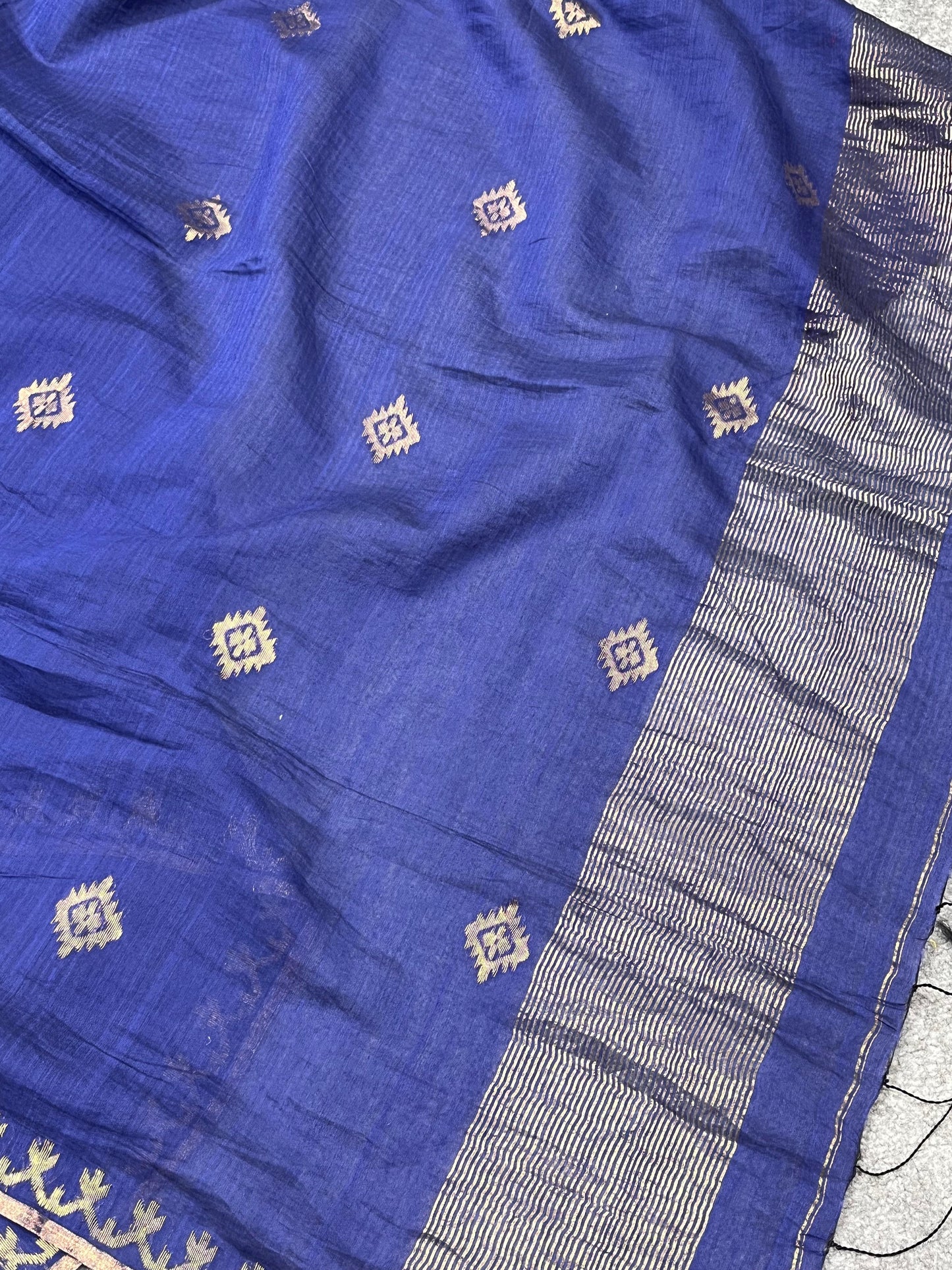 DARK BLUE PURE HANDLOOM MUL COTTON SAREE