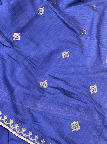 DARK BLUE PURE HANDLOOM MUL COTTON SAREE